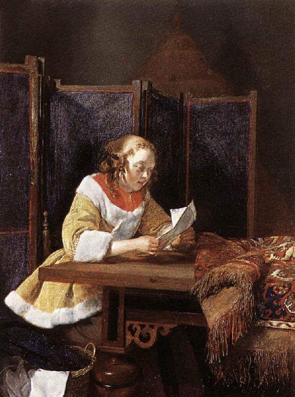 TERBORCH, Gerard A Lady Reading a Letter eart France oil painting art